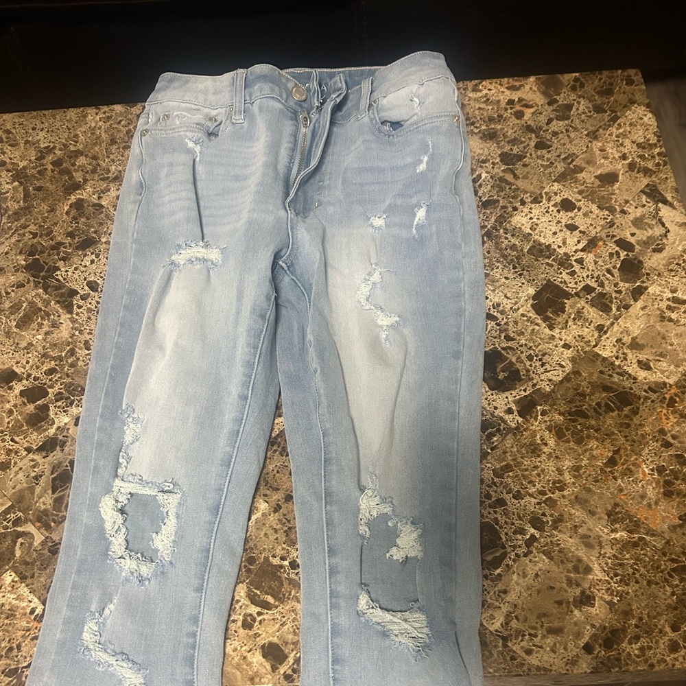 Aeropostale Light Blue Ripped Skinny Jeans